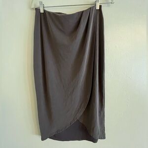 White House Black Market Taupe Draped Midi Skirt